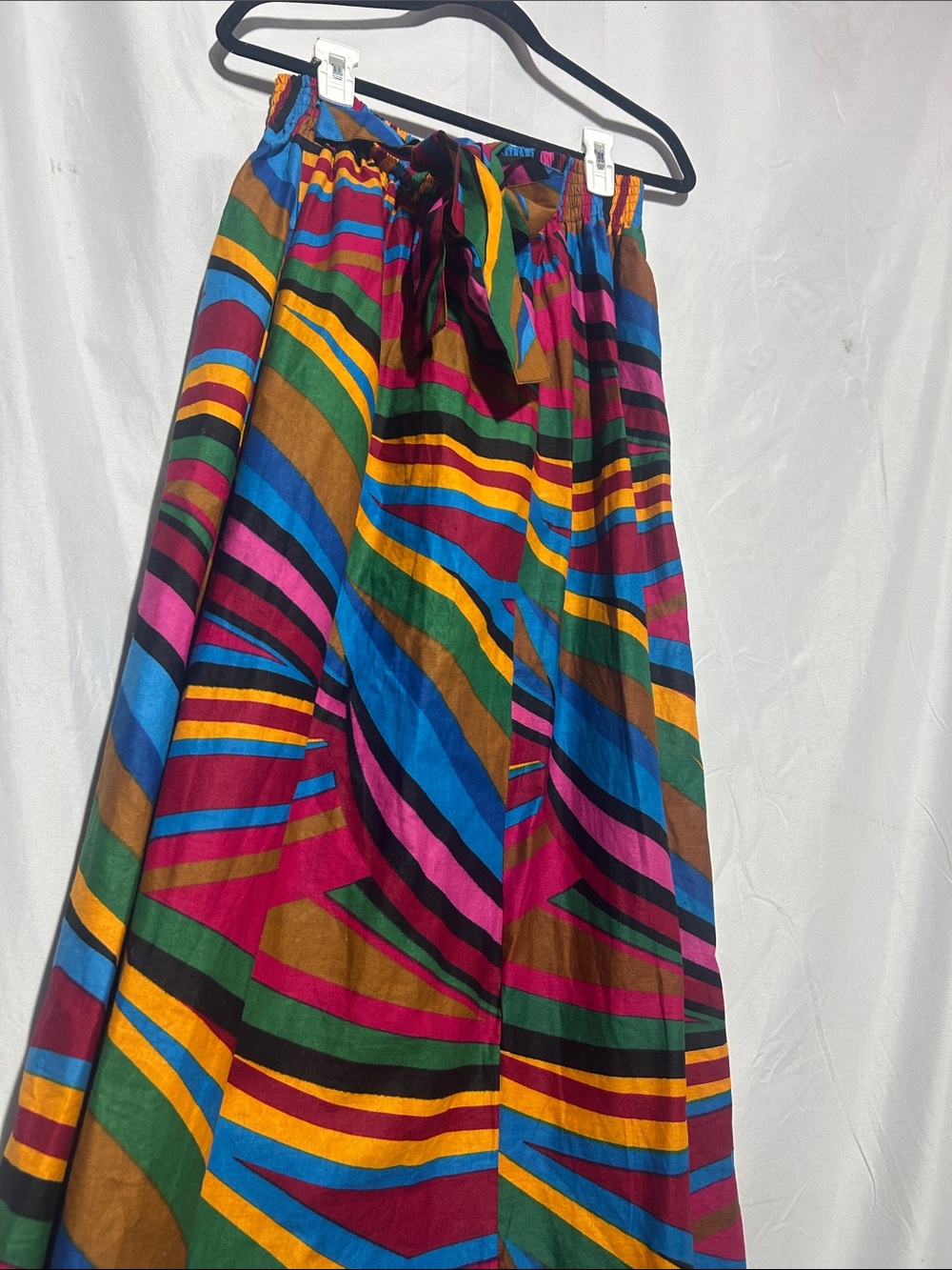 Vibrant Multicolor Striped Maxi Skirt with Tie Waist